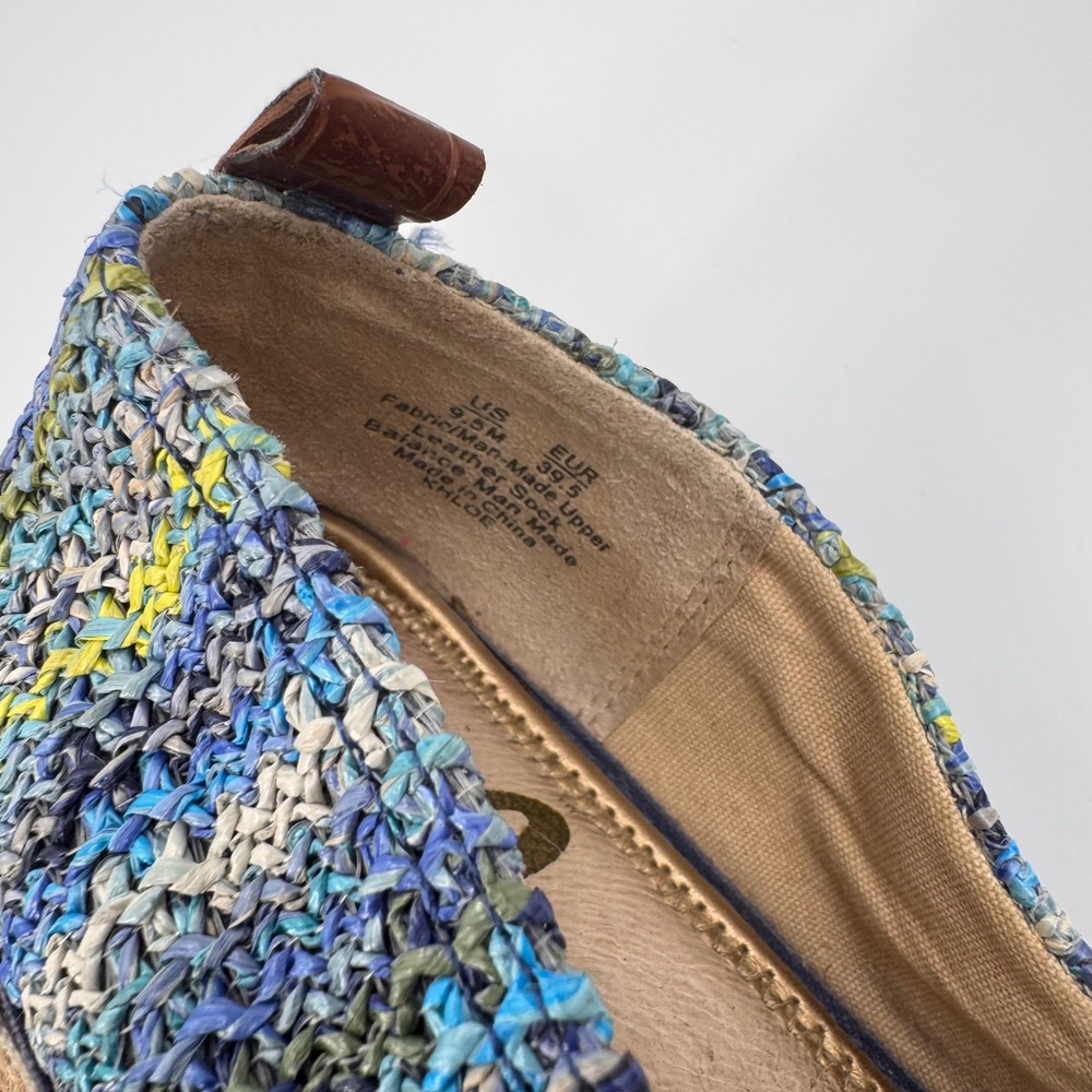 Sam Edelman Women's 9.5M Khloe Blue Multi Woven Raffia Espadrille Flats Shoes - Picture 2 of 12